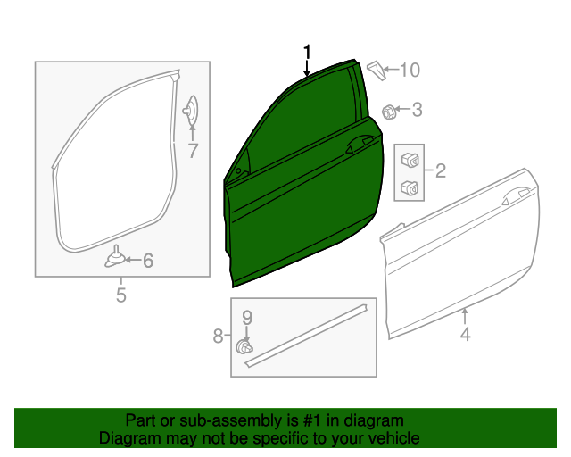 20132017 Honda Accord Panel, R Front Door (DOT) 67010T2AA90ZZ