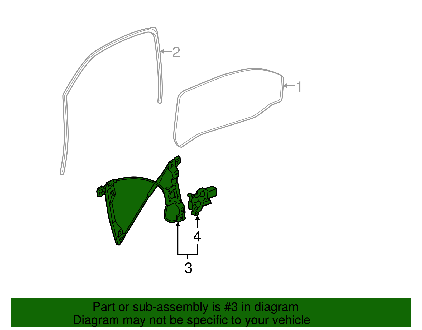 Front Driver Side Power Window Regulator without Motor - GM (19369866)