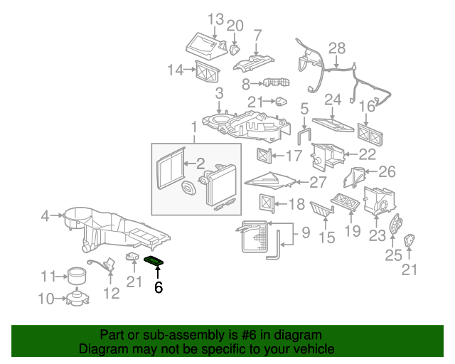 20032007 GM HVAC Heater, Air Conditioning Evaporator, and Blower