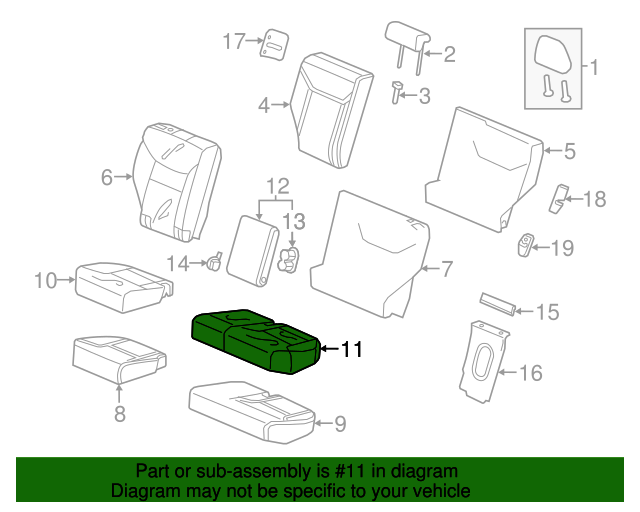 82531T0GA01ZB Cover L Rear Seat Cushion Trim *NH167L* (Graphite
