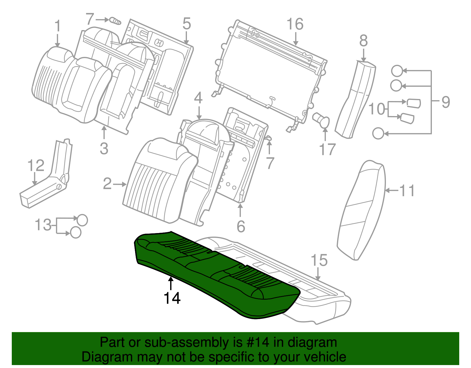 Pad Assembly, R/Seat Cushion (W/ Frm) *Pewter - GM (88897208)