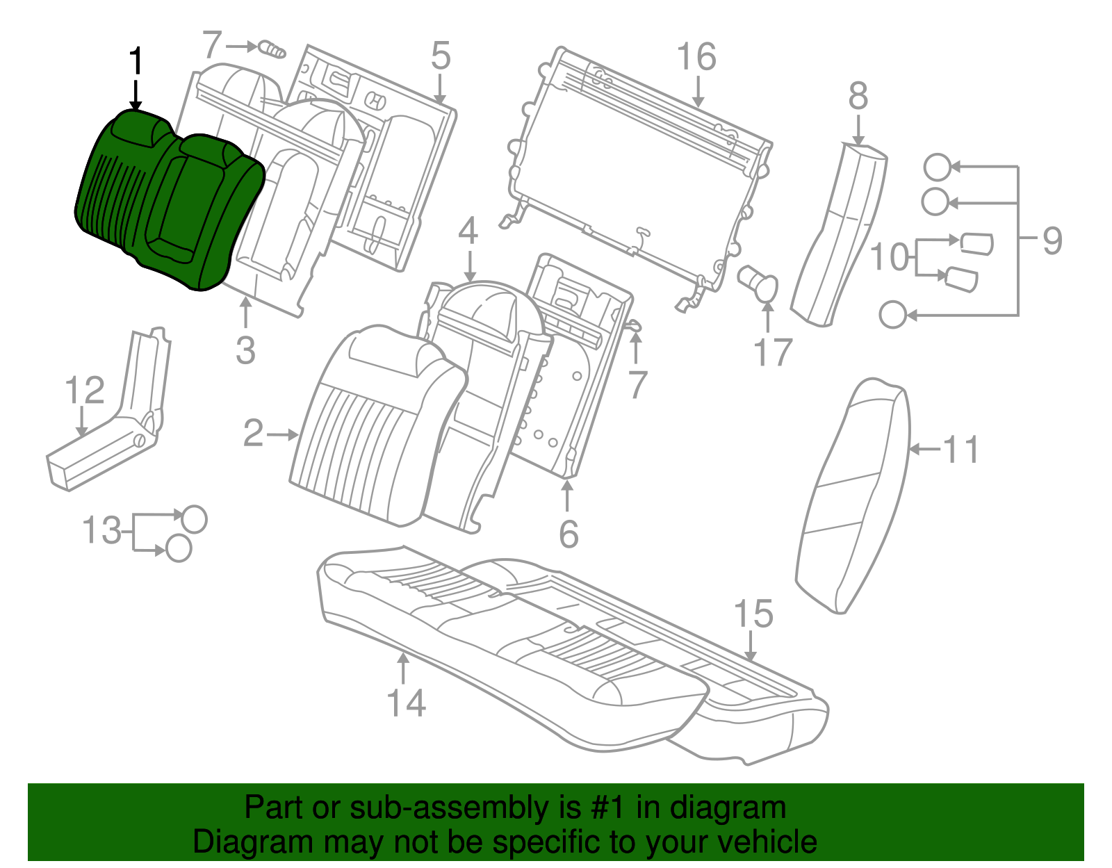 Cover Assembly, R/Seat Black Cushion *Pewter - GM (88897192)
