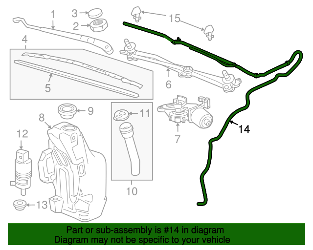 20112016 Chevrolet Windshield Washer Nozzle Hose 95920021