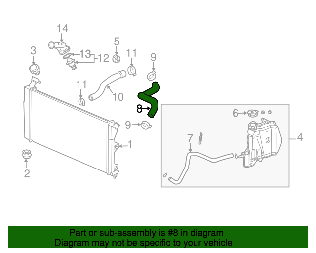 20042009 GM Radiator Inlet Hose 15835990