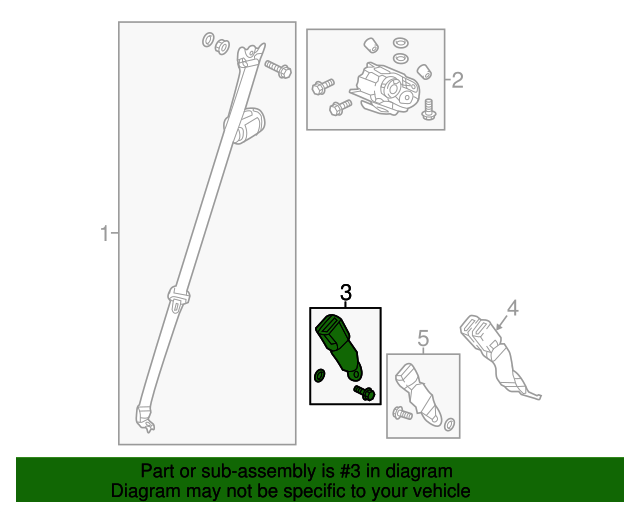 04823THRA01ZA Buckle Set, R Rear Seat Belt *NH900L* (Deep Black