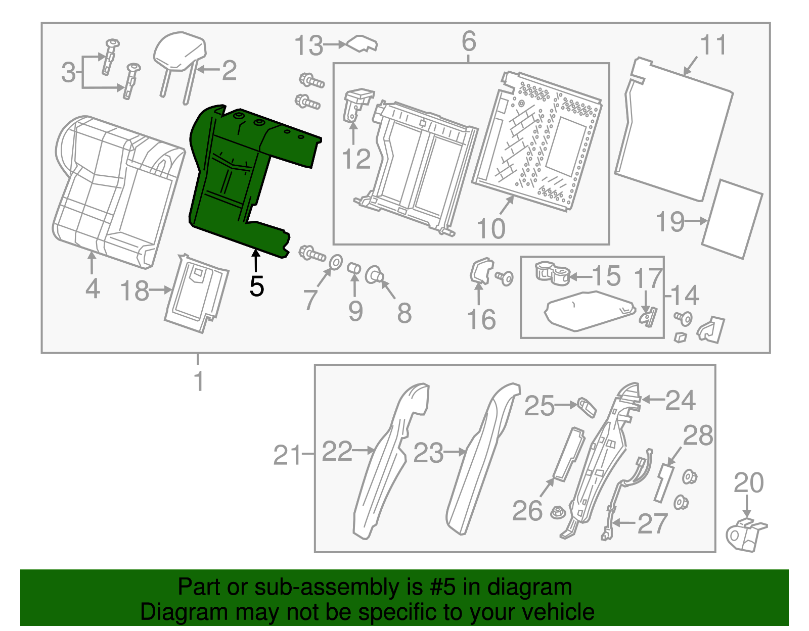 Passenger Side Rear Seat Back Pad - GM (84091576)