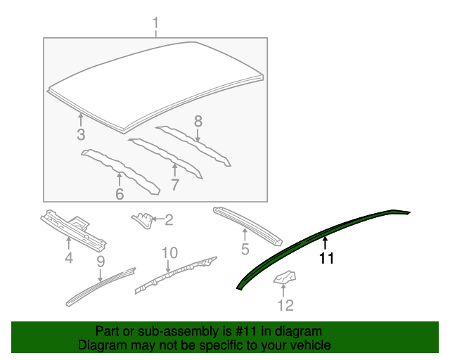 20072011 Toyota Yaris Roof Drip Molding (Left, Right) 7555152130