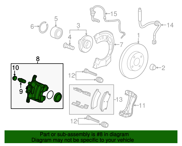 20112017 Chevrolet Front Driver Side Disc Brake Caliper Assembly
