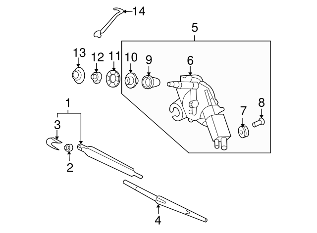 98810-4D001 - Wiper Arm 2006-2014 Kia Sedona | Kia.Parts Store