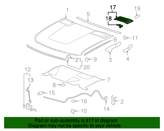 20072010 Chevrolet Black Passenger Side Hood Rear Molding 15264430
