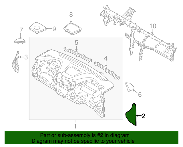 Right Genuine Hyundai 84767-2W000-RYN Center Pad Cover Assembly
