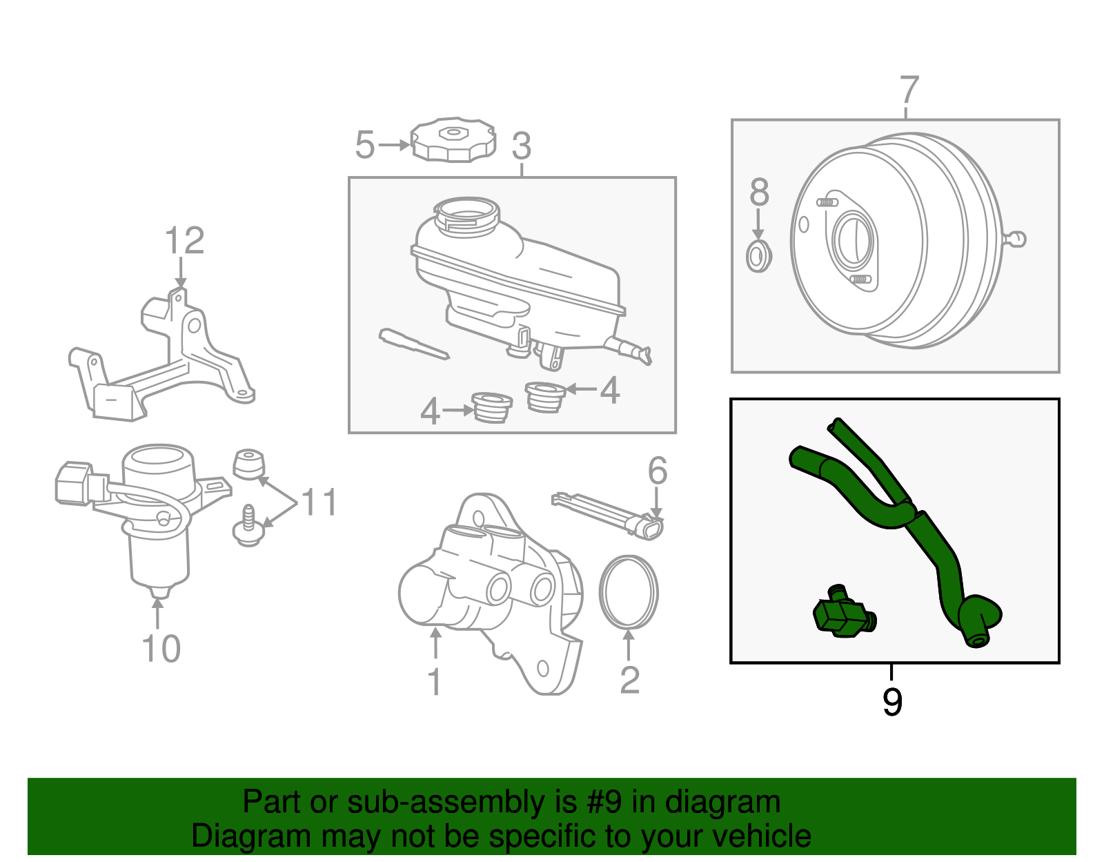 Power Brake Booster Vacuum Hose Assembly - GM (84042388)