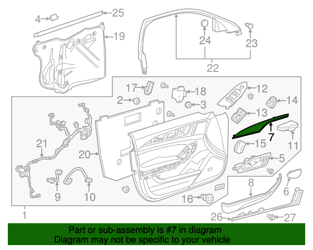 20162019 Cadillac CTS VLine Carbon Fiber Front Driver Side Door Trim
