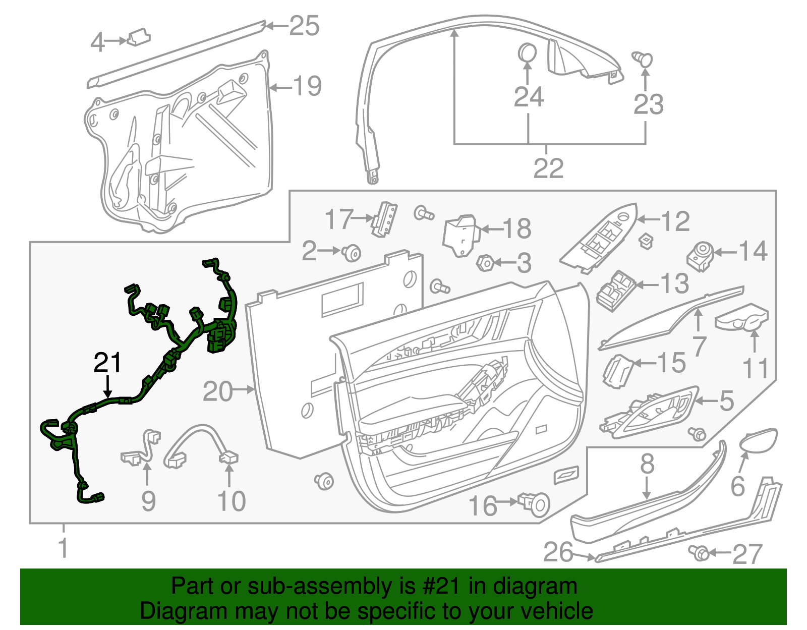 Front Passenger Side Door Wiring Harness - GM (84012125)