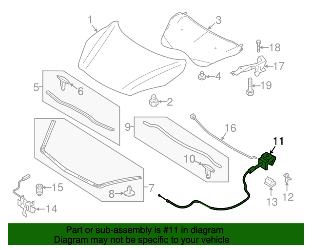 20102013 Mazda 3 OEM NEW 20102013 Mazda 3 Hood Release Cable Latch