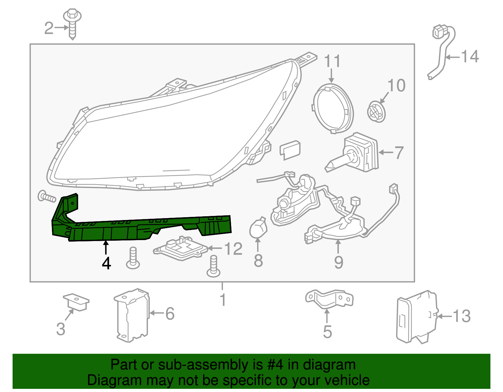 Passenger Side Front Bumper Fascia Headlamp Opening Bracket - Buick (9054701)