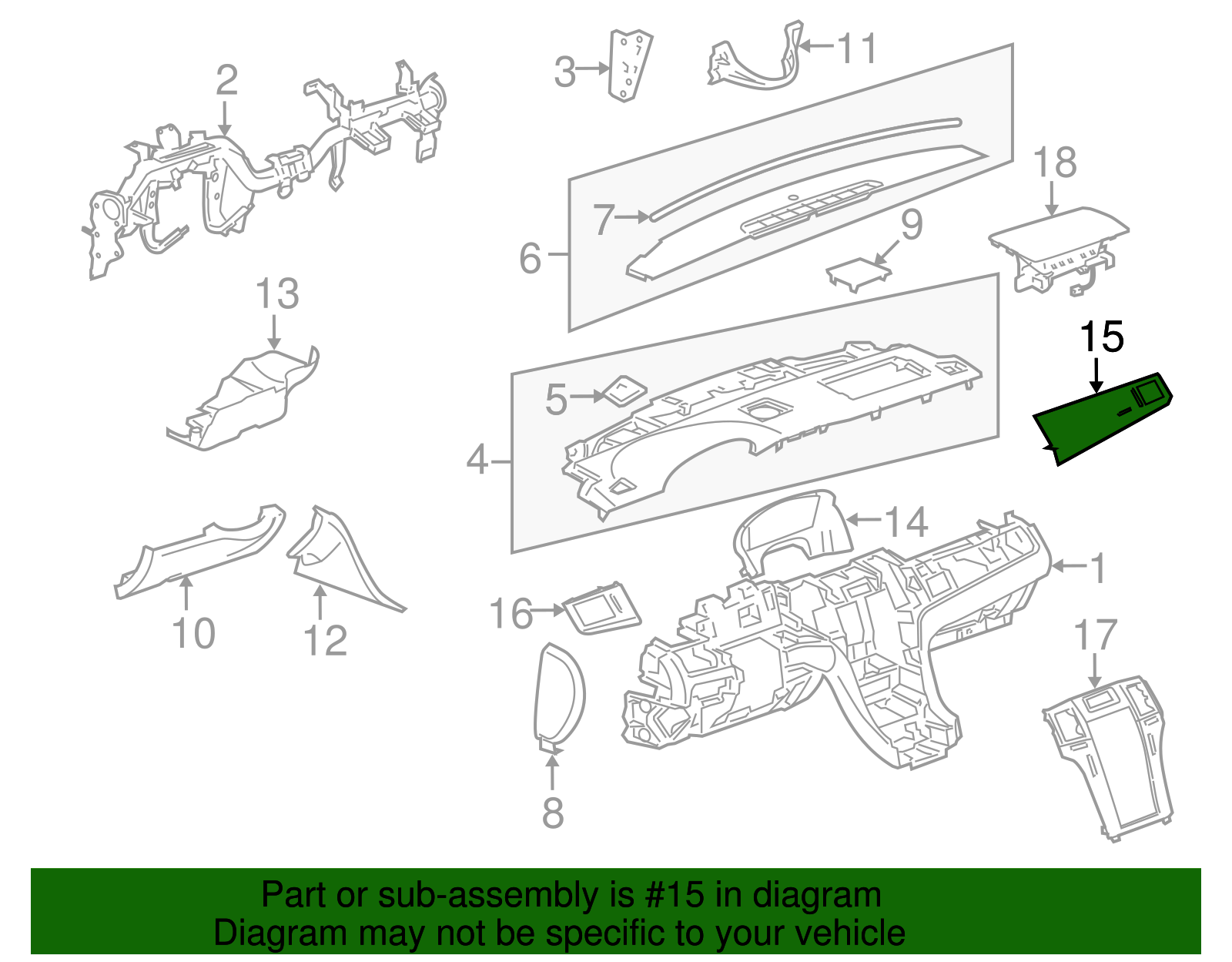 20935552 Ruby Burl Passenger Side Instrument Panel Trim Plate 2007-2014 ...