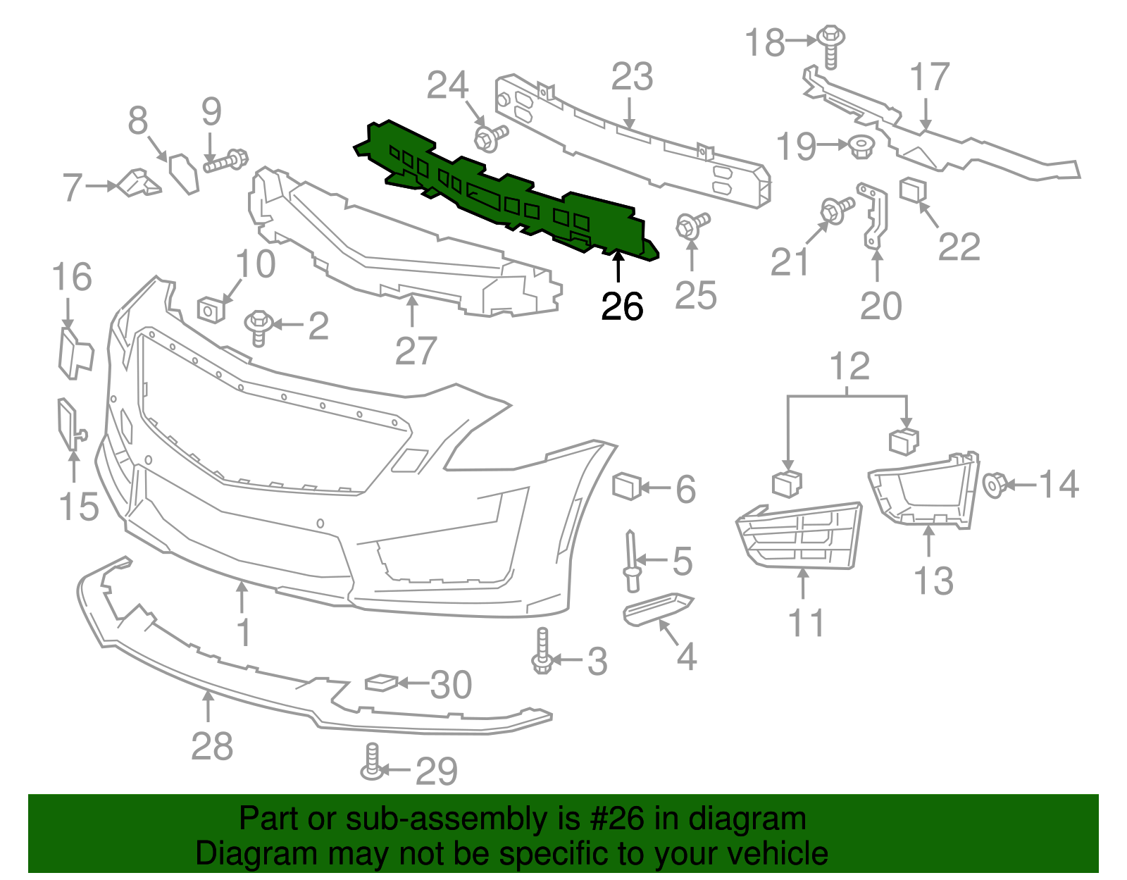 Front Bumper Energy Absorber Spacer - GM (84019330)