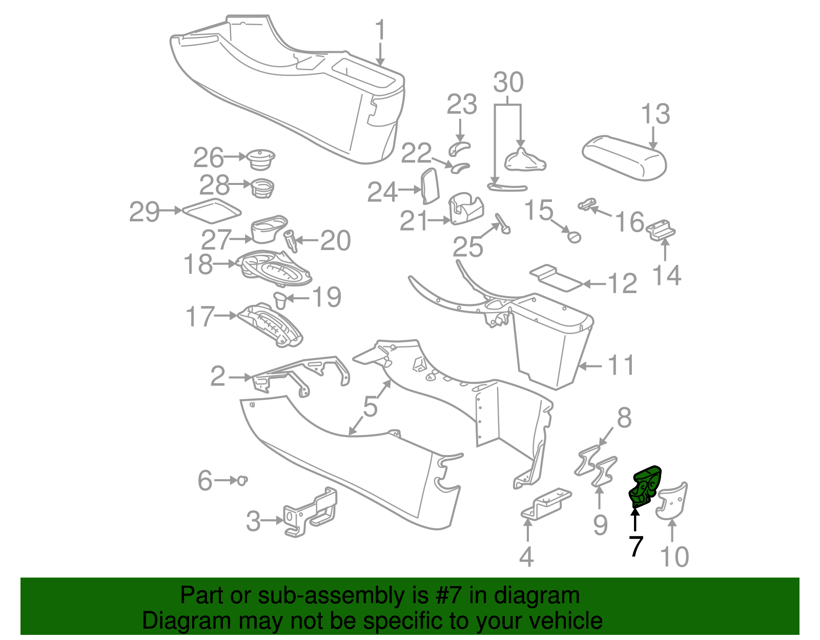 Holder Assembly, F/Floor Console Rear Cup *Pewter - GM (12463196)