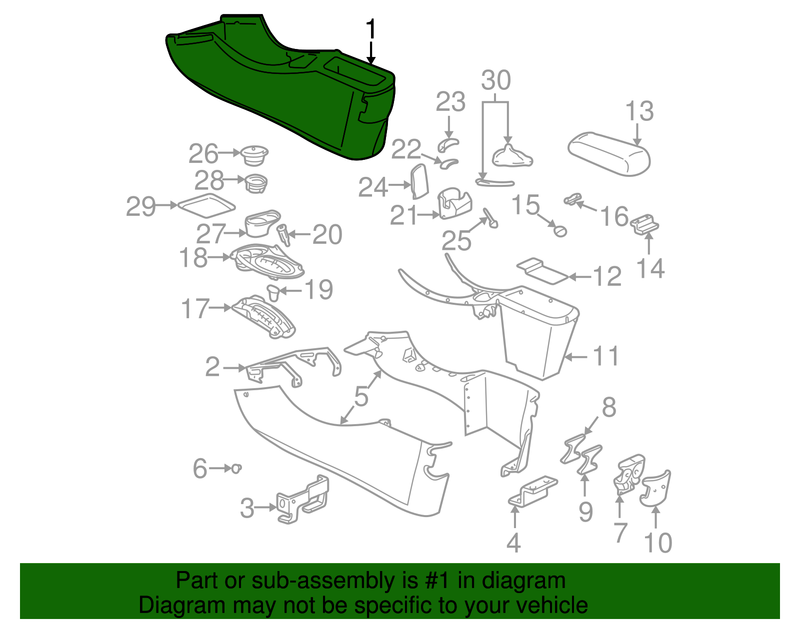 Console Assembly, F/Floor                       *Gray - GM (88986044)