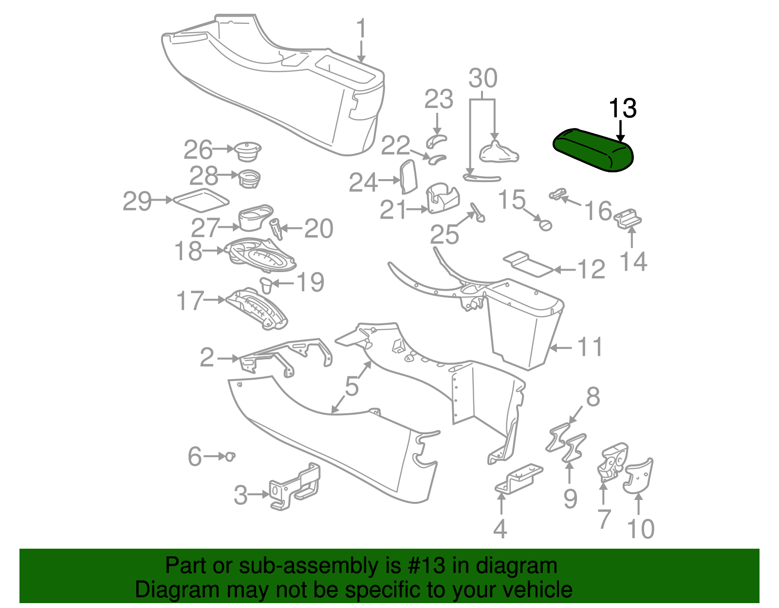 Armrest Assembly, F/Floor Console *Gray - GM (12463137)