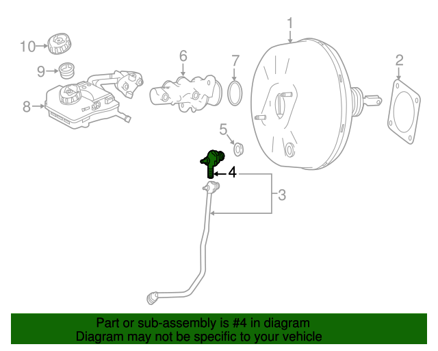 0004316307 Power Brake Booster Check Valve 20162018 MercedesBenz