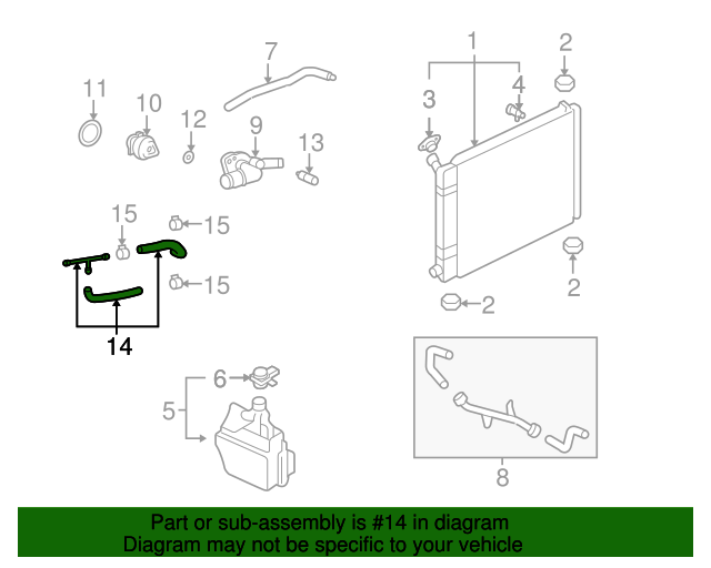 20002004 Ford Focus Engine Coolant Overflow Hose 3M5Z8K012BA