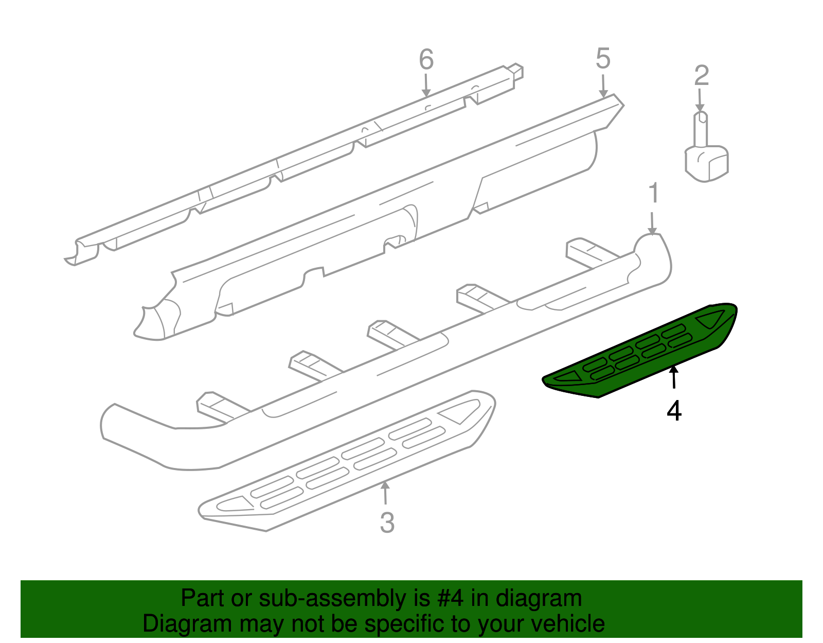 Pad, Asst Step Rear Short* (Plastic W/Retainer) - GM (88937277)