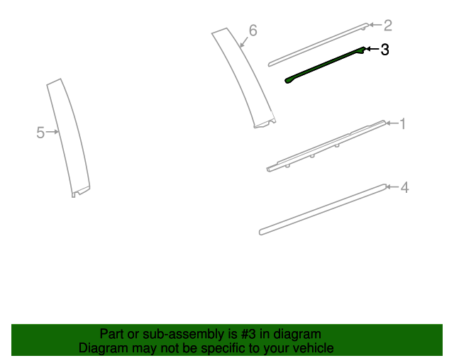 20152020 GM Bright Chrome Passenger Side Rear Side Door Window Upper
