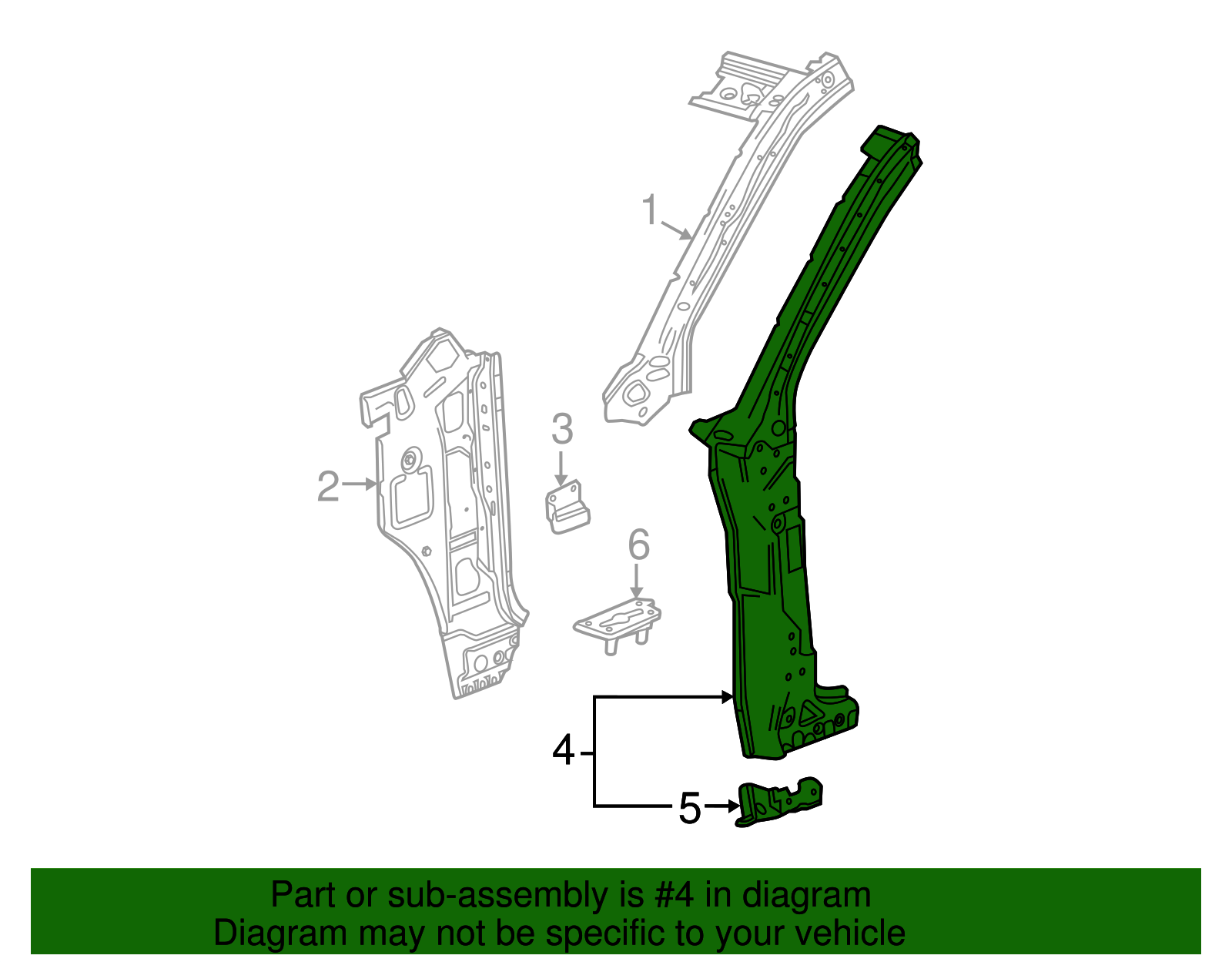Passenger Side Body Hinge Pillar Outer Panel Reinforcement - GM (84411062)