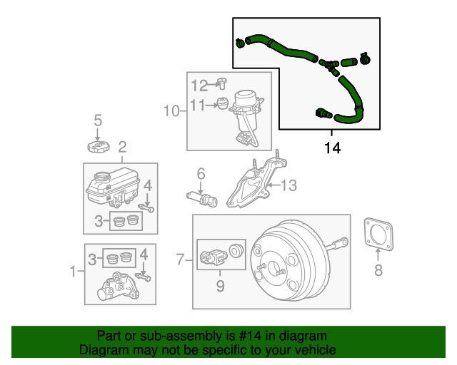 20102017 GM Power Brake Booster Vacuum Hose Assembly 22872718 GM