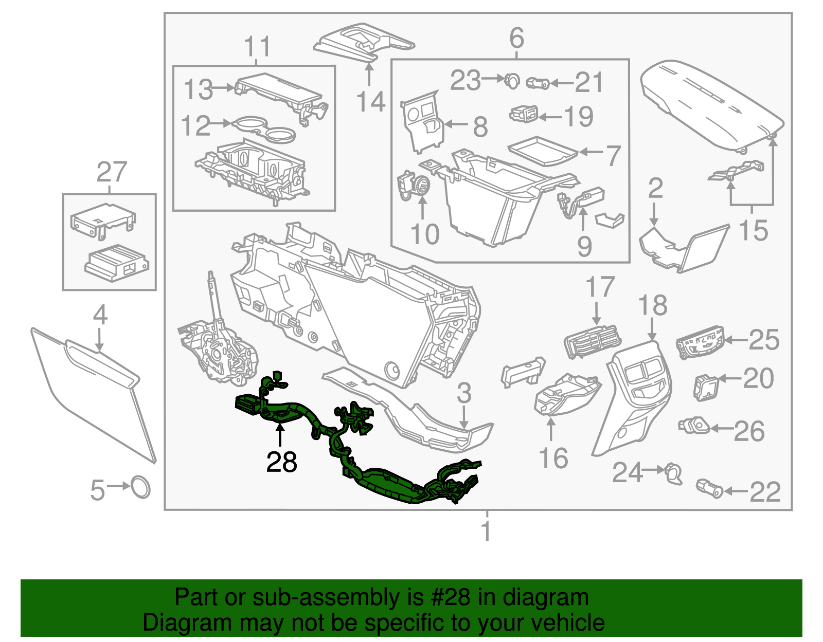 Front Floor Console Wiring Harness - GM (84076936)