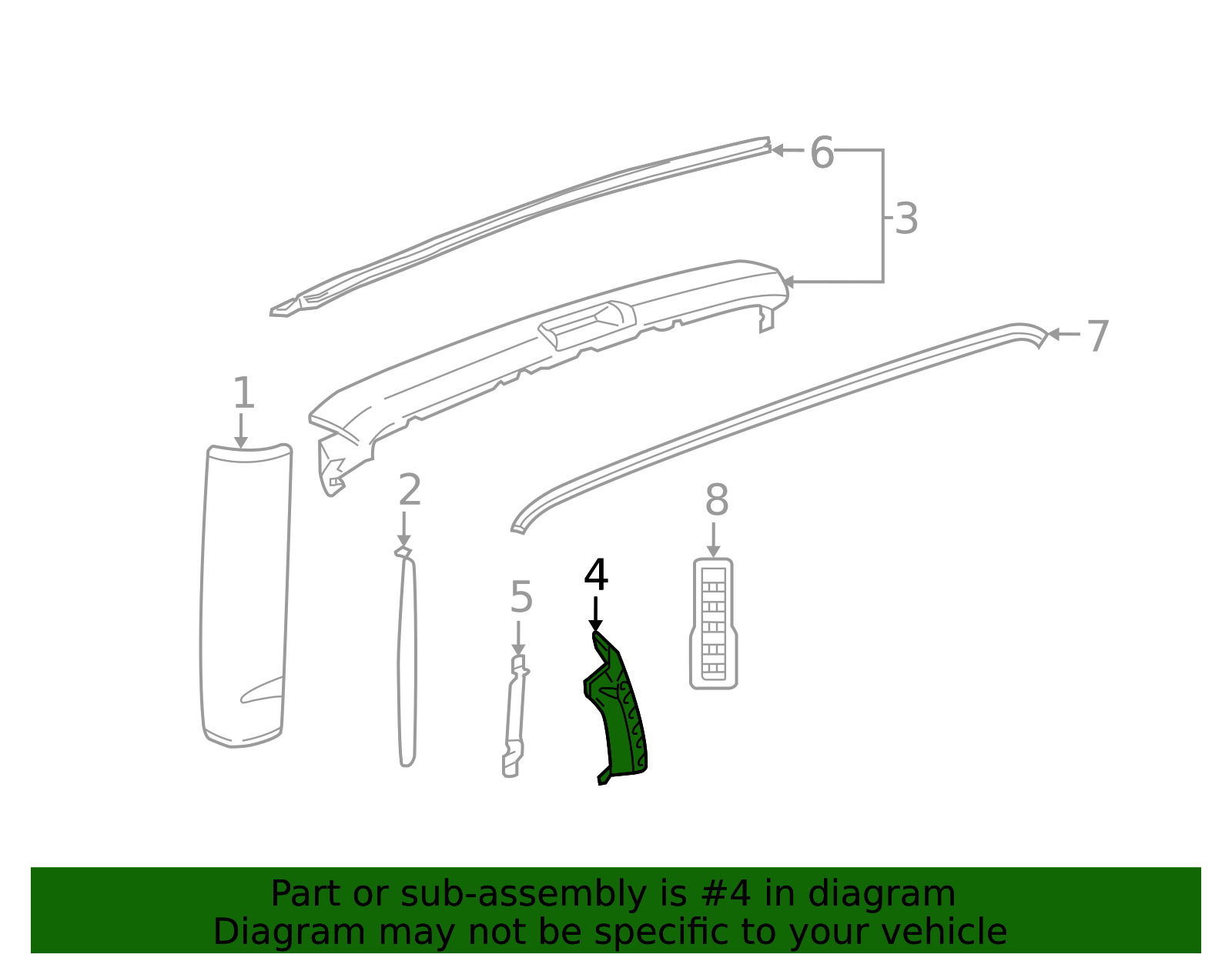 Rear Driver Side Door Window Frame Applique - GM (89046111)