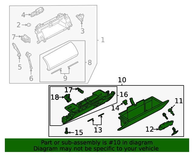 20182022 Land Rover Range Rover Sport Glove Box Assembly LR100307