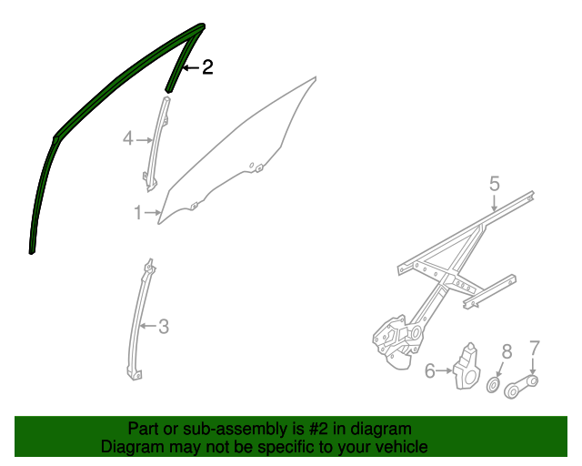 2019 Nissan Versa Run WeatherStrip 803319KY0A Parts for Nissans