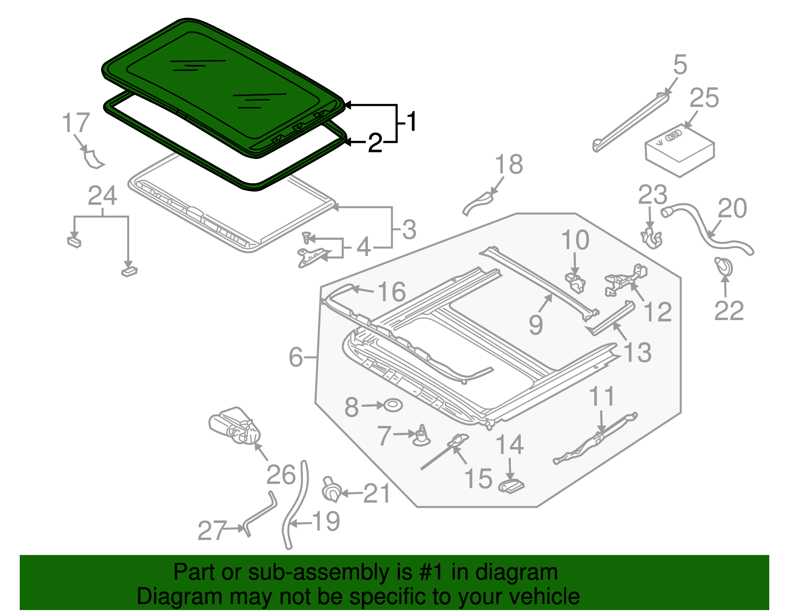 Sunroof Glass - Volkswagen (7L0-877-055-B)