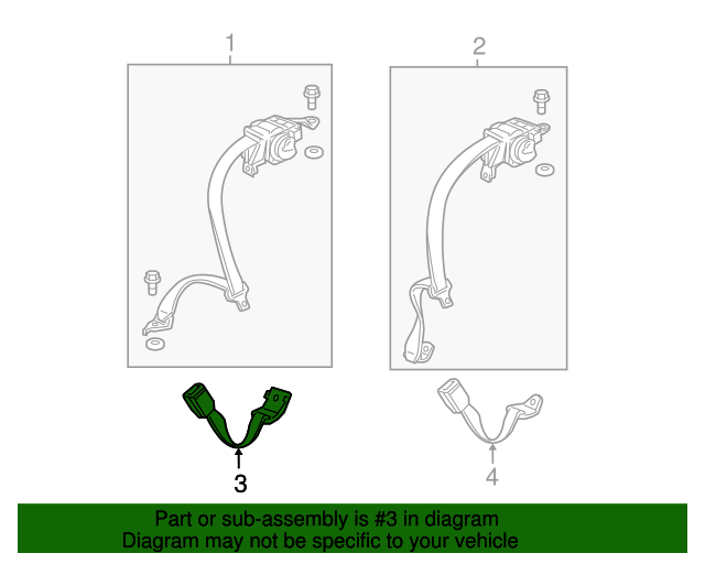 20082011 Honda Accord Buckle Set, Rear Seat Belt *NH167L* (Graphite Black) 04823TA0A71ZA