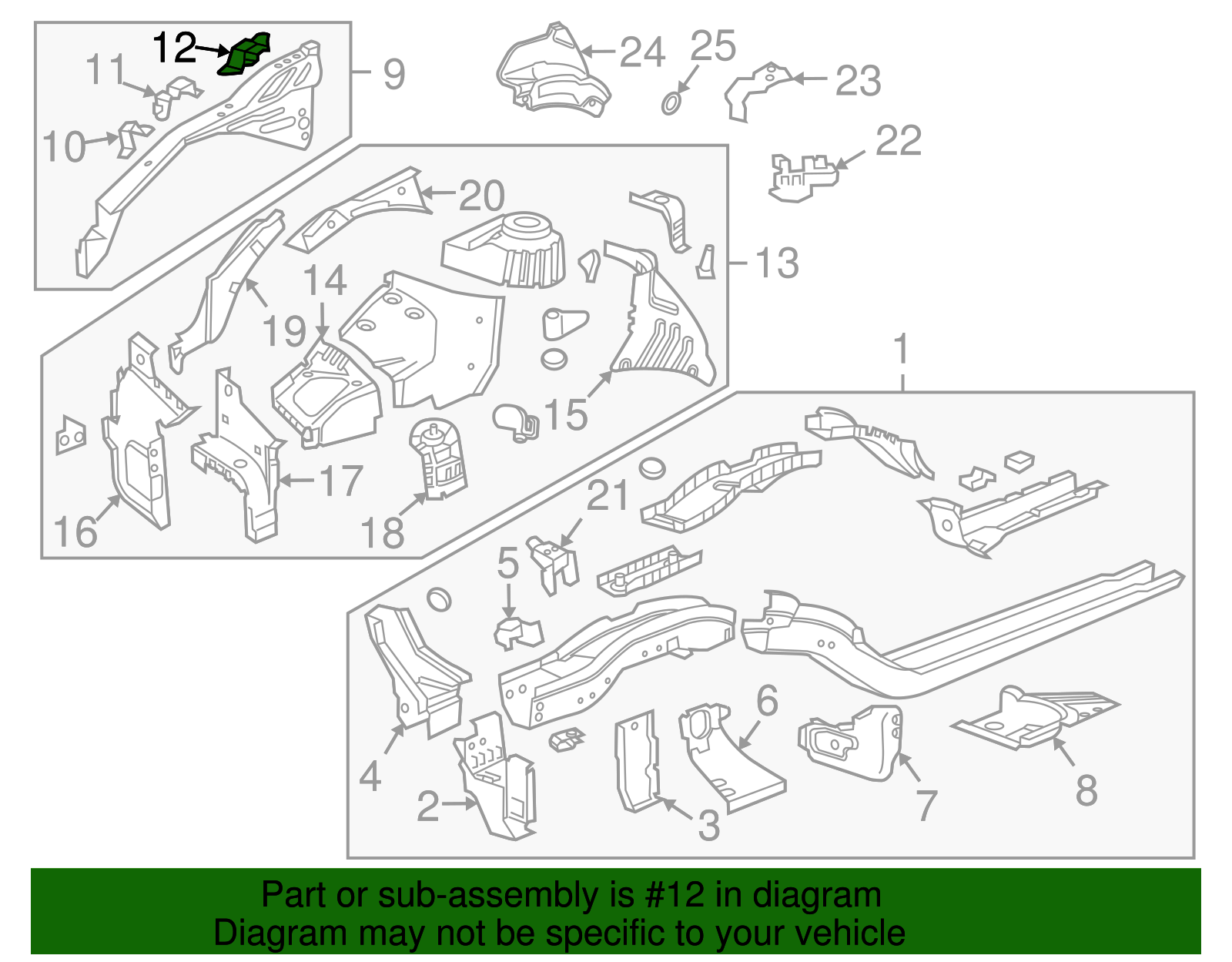 Rear Driver Side Fender Bracket - GM (96845503)