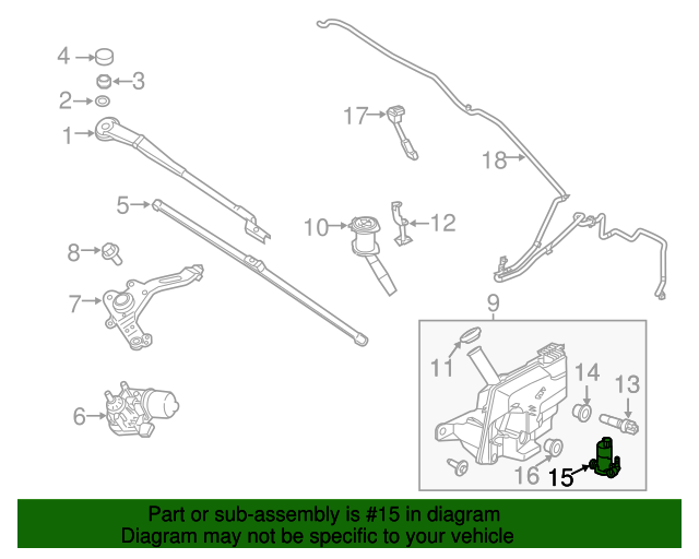 20122018 Ford Focus Washer Pump BV6Z17664E QuirkParts