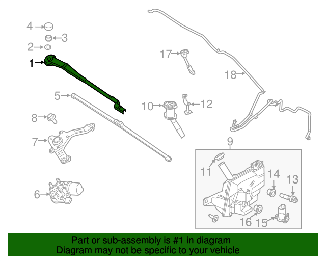 20122018 Ford Focus Wiper Arm CP9Z17527A Varsity Ford