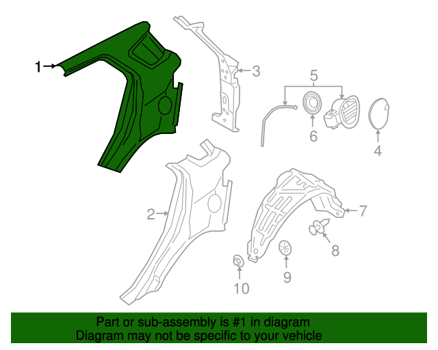 20182022 Ford EcoSport Quarter Panel Assembly GN1Z74278A93B