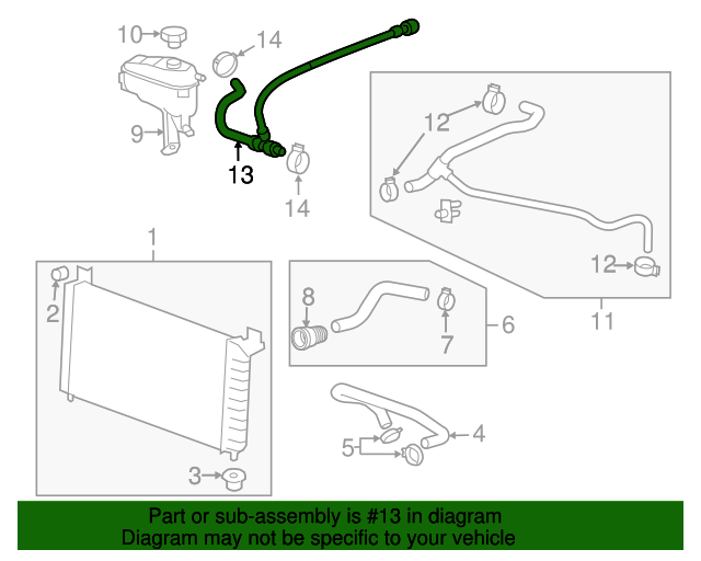 20152019 GM Upper Radiator Surge Tank Outlet Hose 23436392 GM