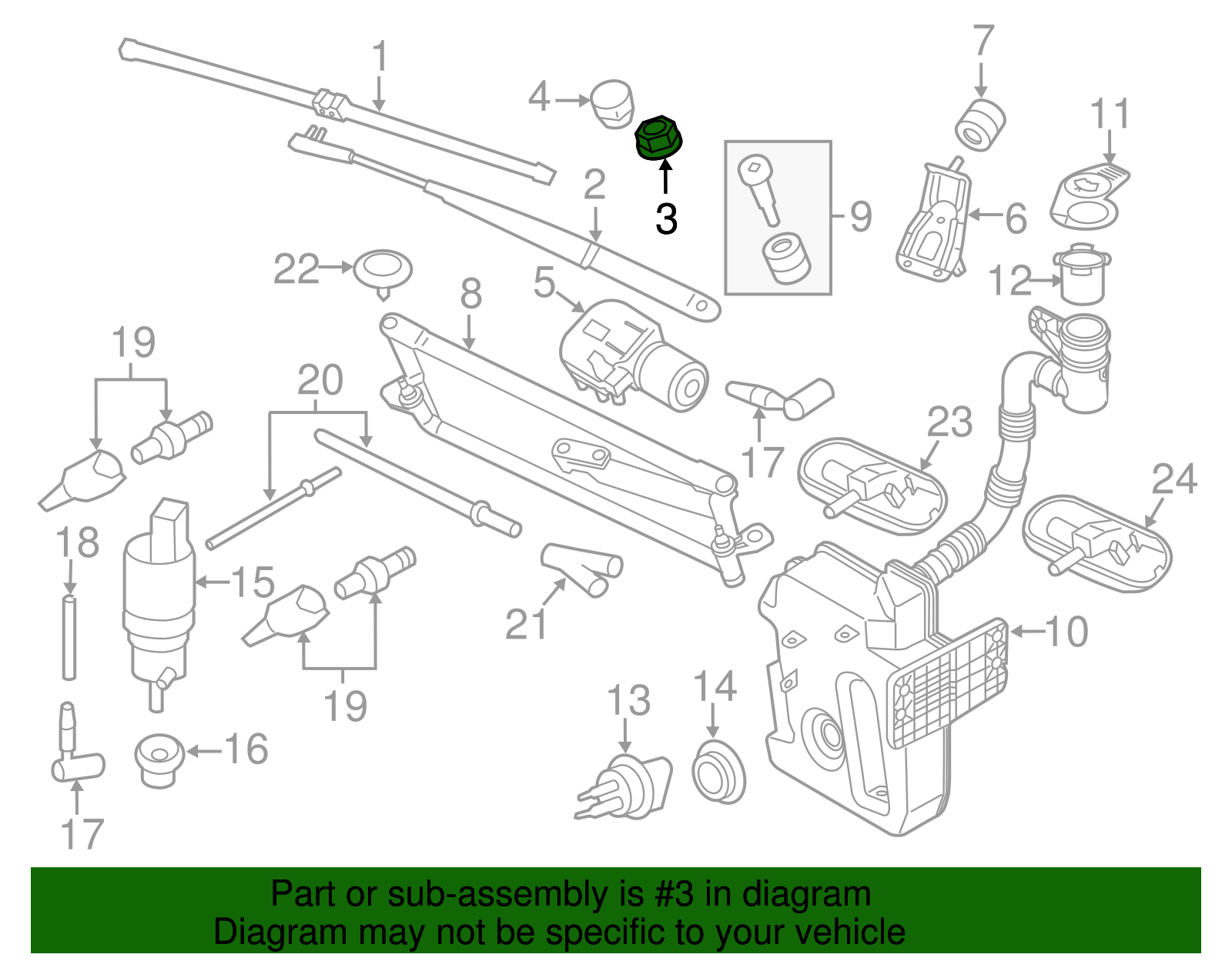 Wiper Arm Nut - Volkswagen (N-106-092-04)