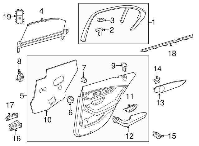 001-991-54-98 - Door Interior Trim Panel Retainer 2015-2021 