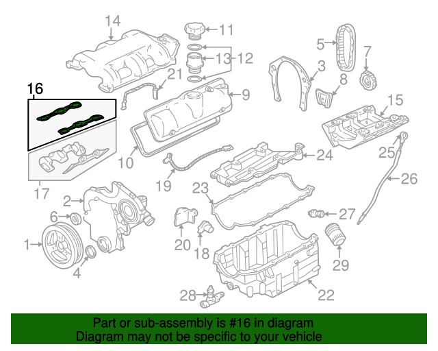 19962006 GM Upper Intake Manifold Gasket Kit with Upper Side Intake