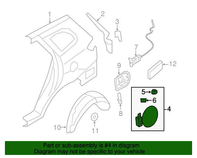 20072009 Hyundai Santa Fe Fuel Door 695102B000 OEM Parts Online