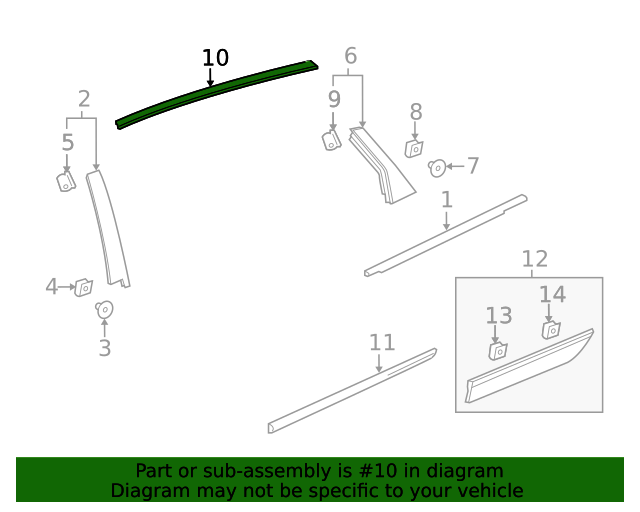 20202022 Cadillac XT5 Rear Passenger Side Door Window Upper Reveal