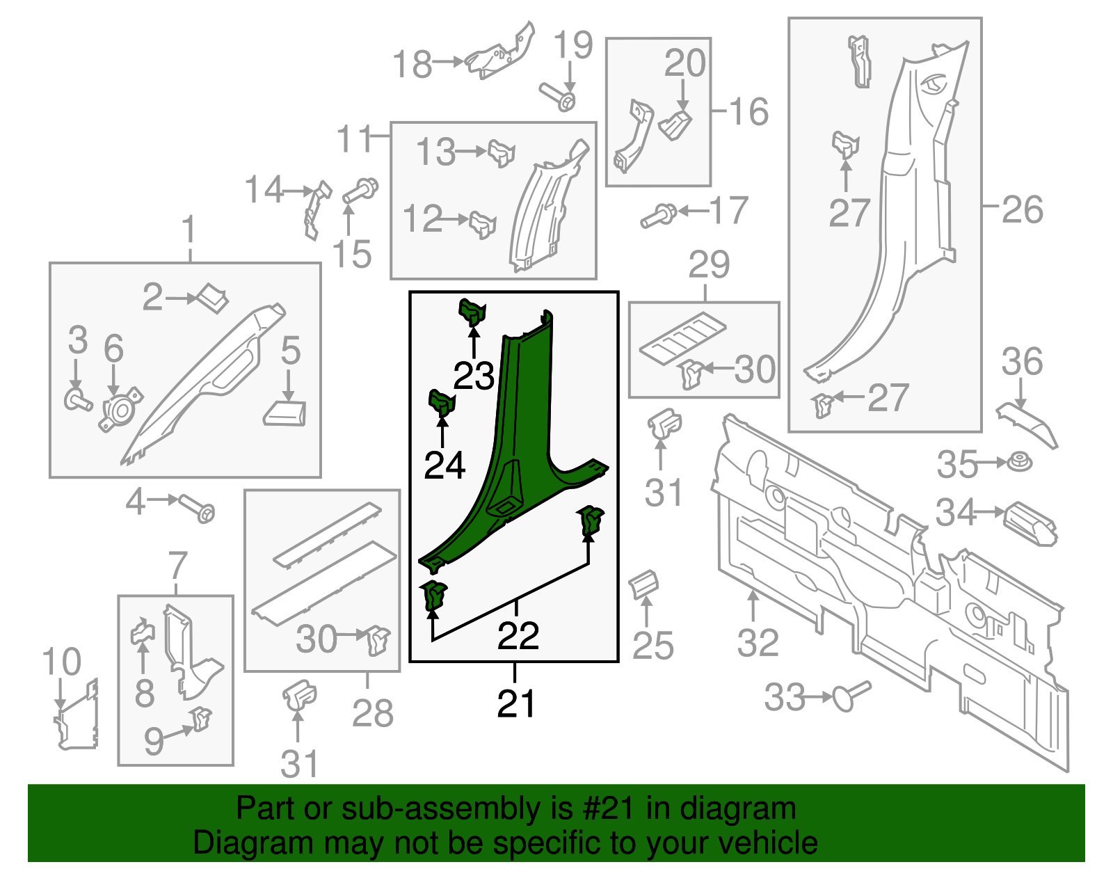 Upper Center Pillar Trim - Ford (HC3Z-2624347-AA)