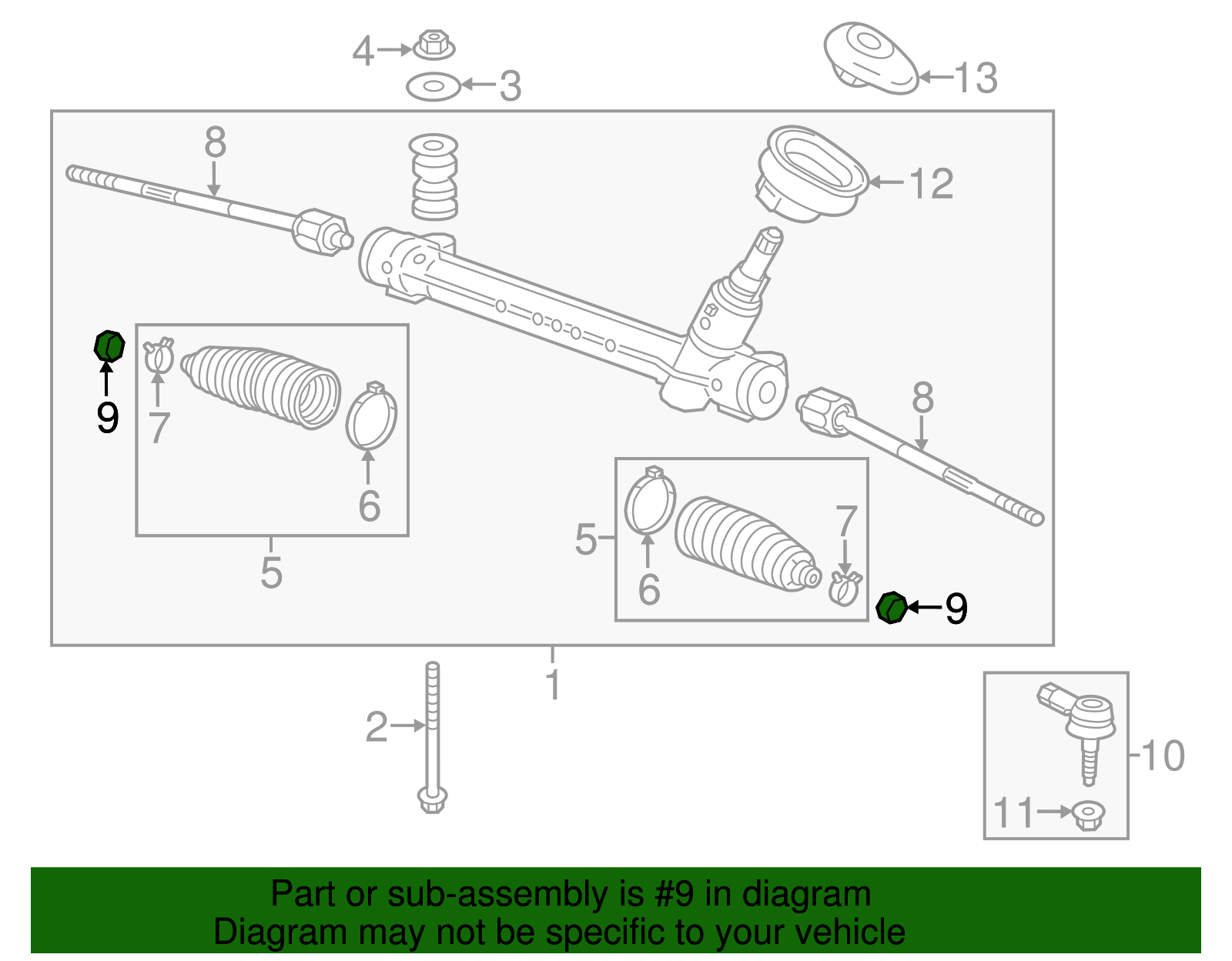 Steering Linkage Inner Tie Rod Nut - GM (95952934)