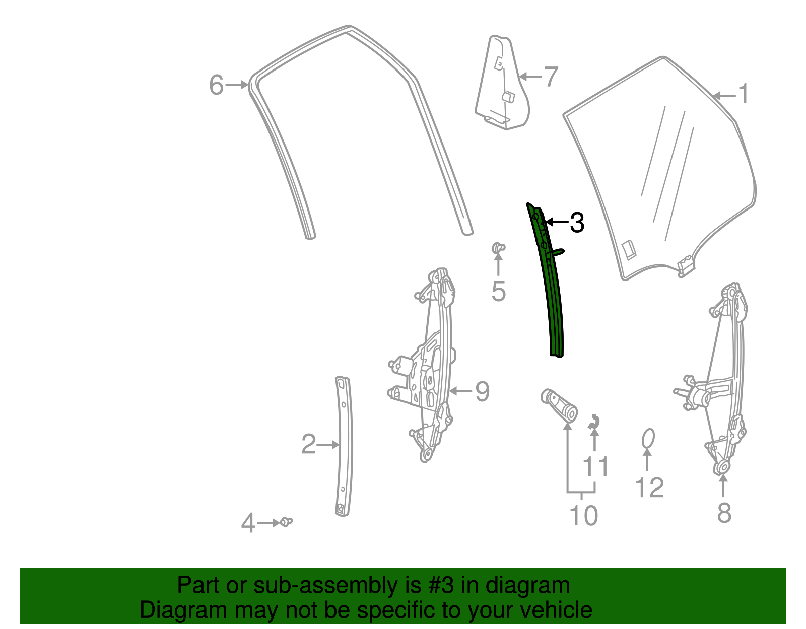 Channel Assembly, Rear S/D Wdo - GM (90585531)